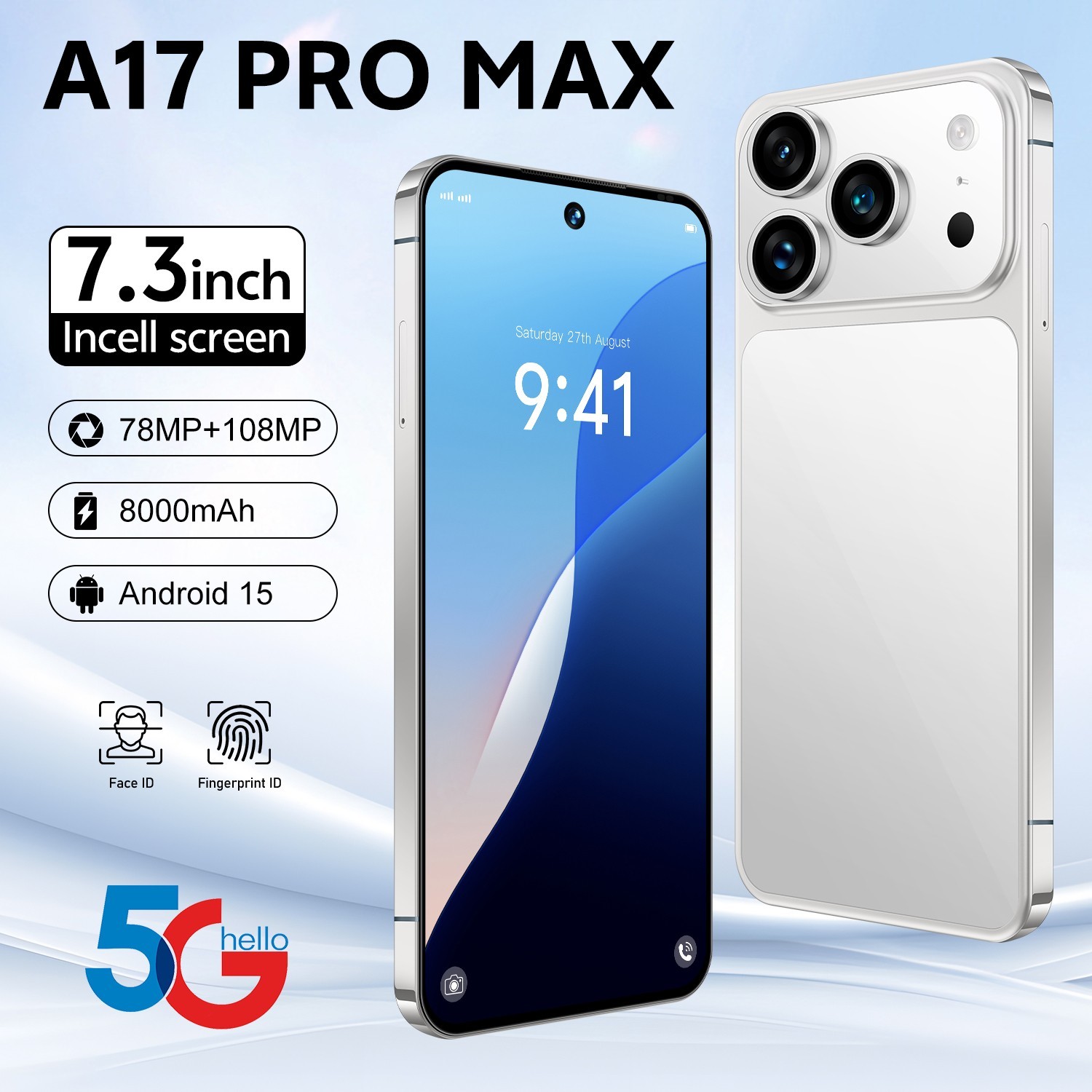 A17ProMax 5G Smartphone 7.3″ Android Unlocked 1TB Storage Global Version
