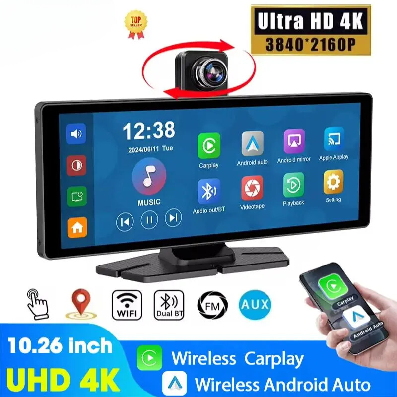 Dash Cam Wireless Auto 350° Rotating Lens Car DVR GPS Navigation Video Recorder