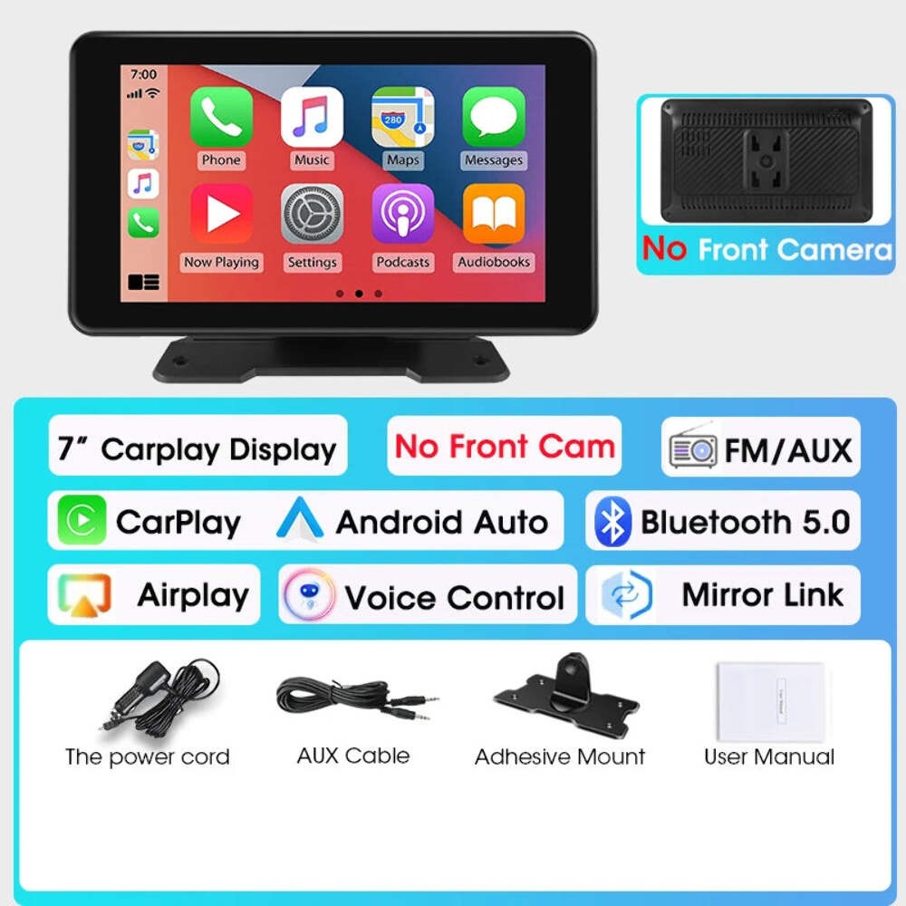 Dash Cam Wireless Carplay Android Auto 350° Rotating Lens Car DVR GPS Navigation