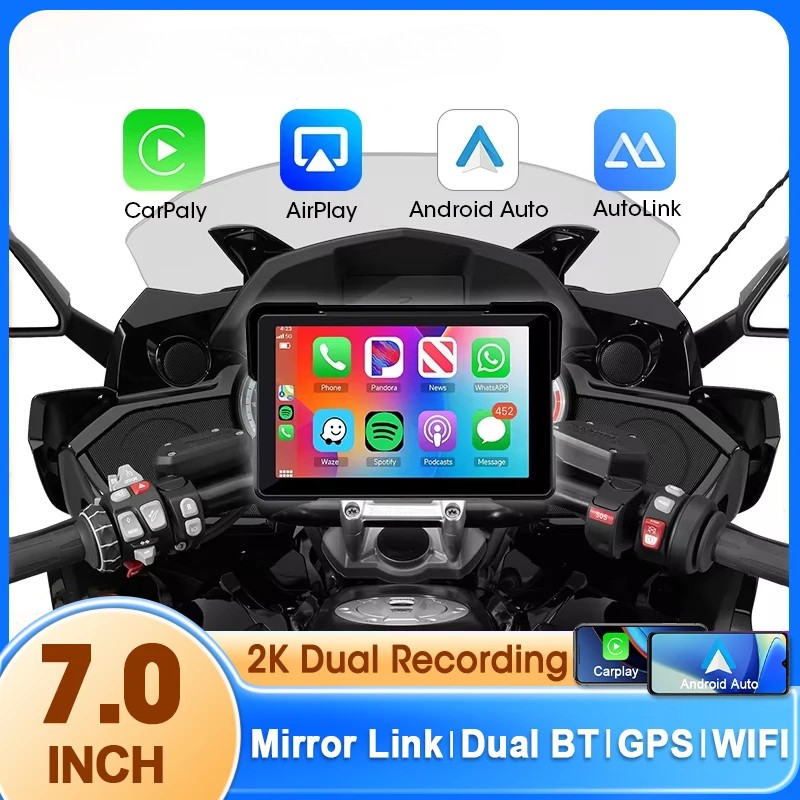 7 inch Portable Carplay Motorcycle GPS Navigation IPX7 Waterproof LCD Display