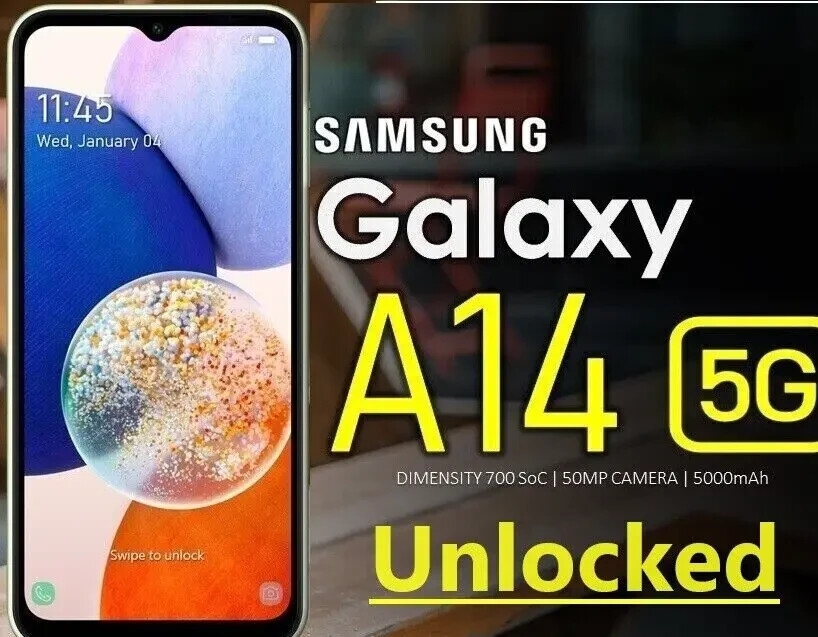 Samsung Galaxy A14 5G 6.6″ 4GB RAM/64GB – Black (GSM Unlocked) – OPEN BOX