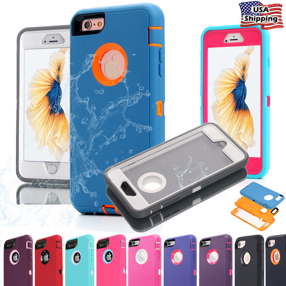 For iPhone 7 8 SE Case Hybrid Shockproof Heavy Duty Cover with Screen Protector