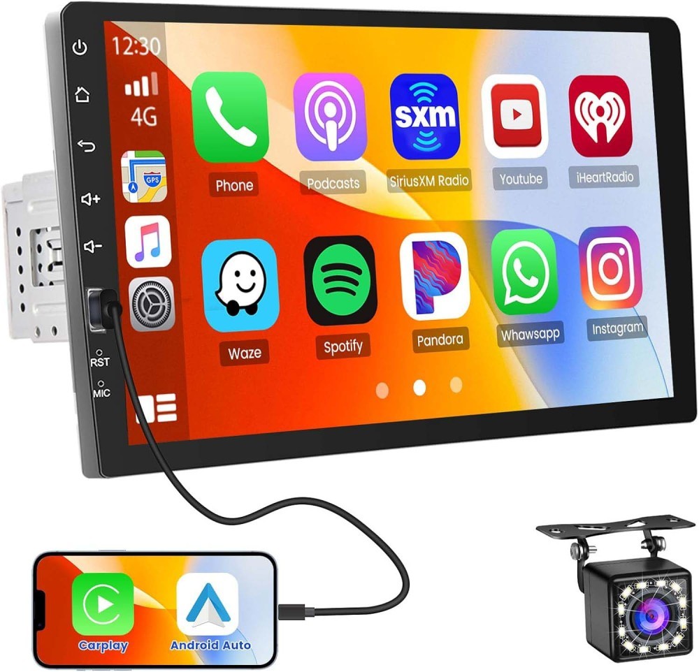 Single 1 Din Wireless Apple Carplay 9″ Car Stereo Radio MP5 NAVI GPS WIFI AM Cam