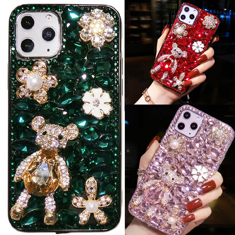 Bling Glitter Little Bear Diamond Case Cover For iPhone 16 15 14 Pro Max 13 12