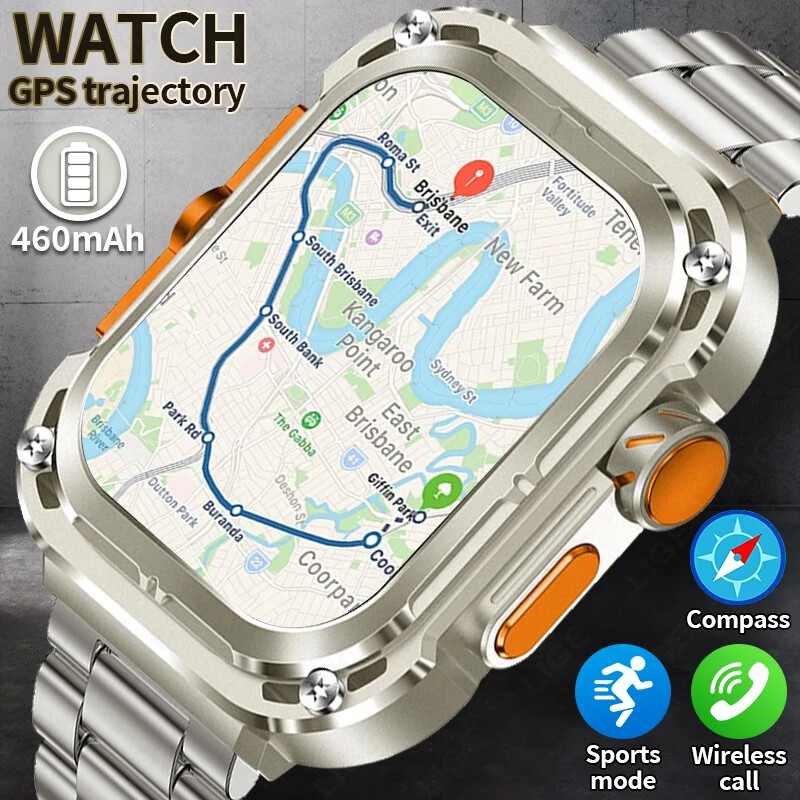 Ultra HD Bluetooth Call Smart Watch Men Compass GPS Track Waterproof Watches New