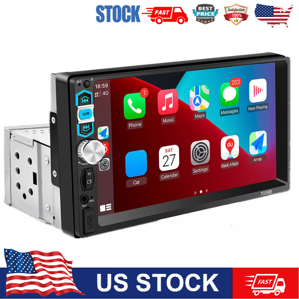 Car Stereo Radio FM Player Touch Screen Bluetooth For Apple Carplay Android Auto