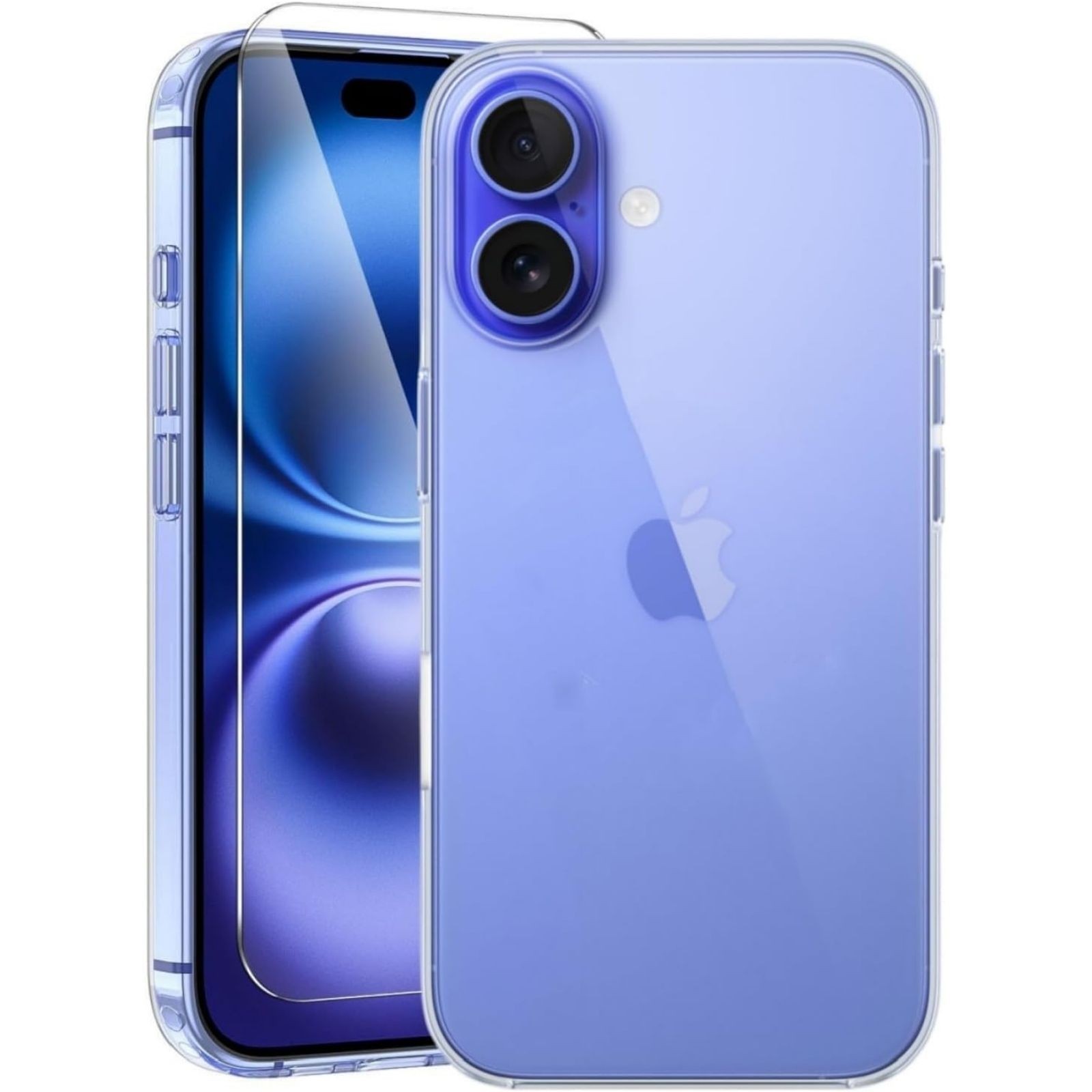 Clear iPhone 17 Case with Screen Protector, Shockproof Slim TPU Cover, Wireless