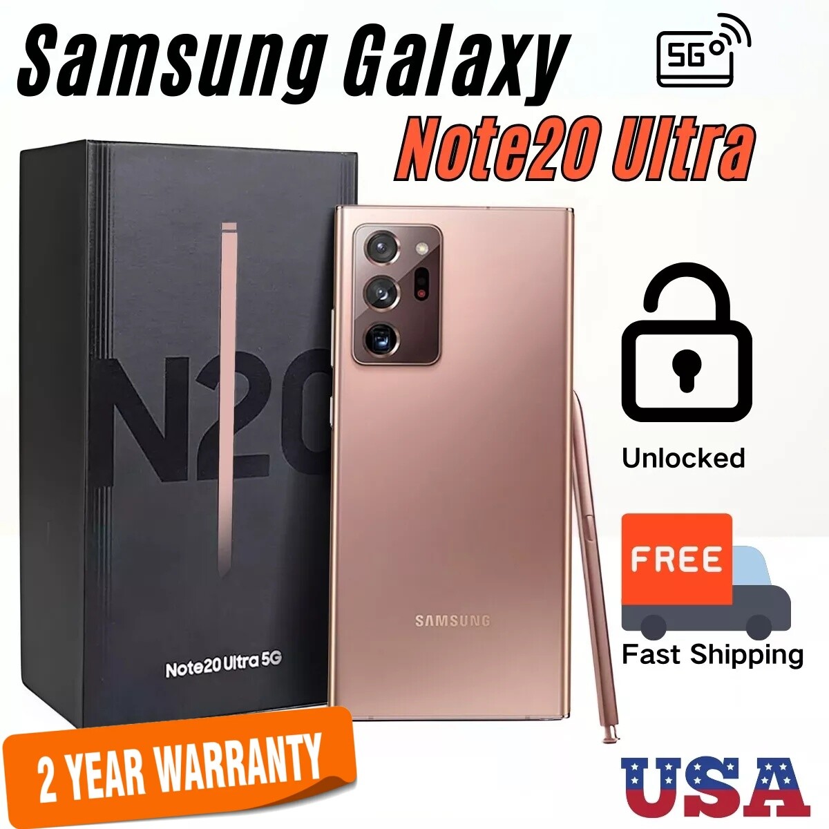 NEW SEALED SAMSUNG GALAXY NOTE20 ULTRA 5G 512/128GB FULLY UNLOCKED FREE SHIPPING