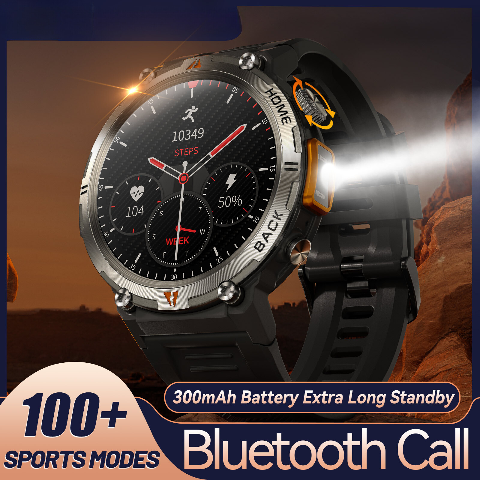 Bluetooth Call Smart Watch Full Touch Screen Clock With Flashlight SmartWatch