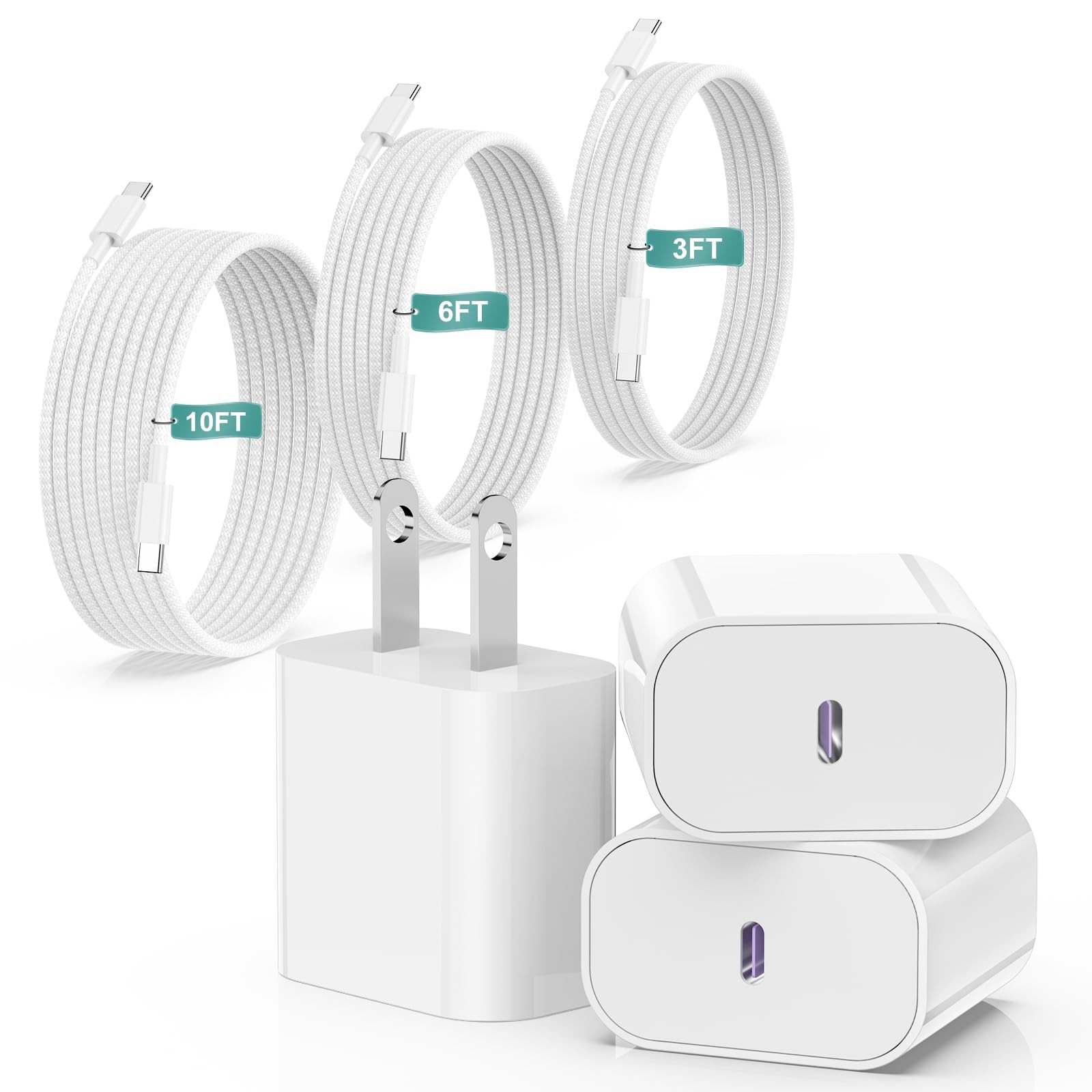 iPhone 17 16 15 Charger Fast Charging 20W USB C Wall Charger Block with 3 Pac…