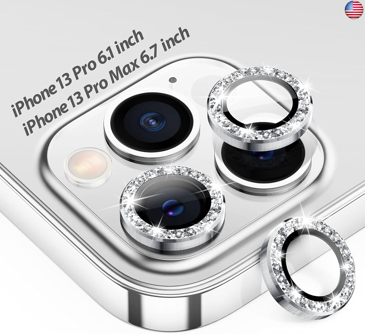 Tensea Camera Lens Protector for iPhone 13 Pro/Pro Max, 9H Glass | Camera Cover