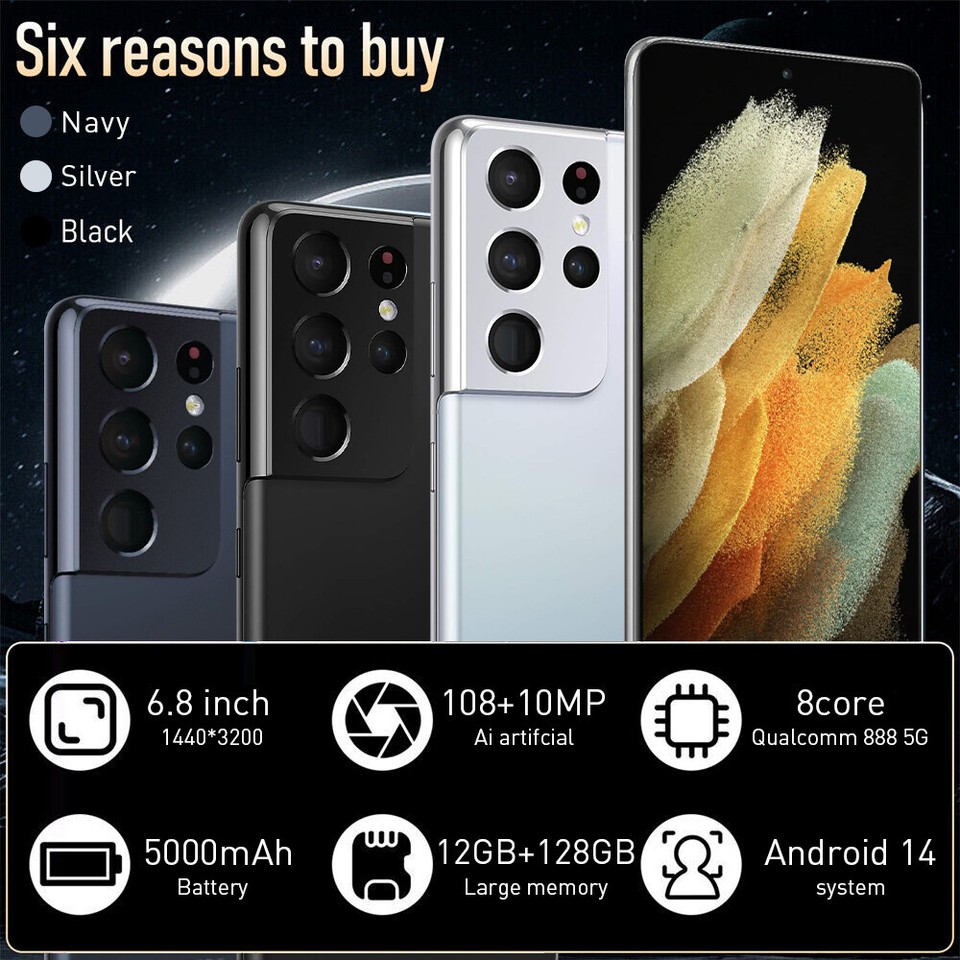 New Sealed Samsung Galaxy S21 Ultra 5G G998U1 128GB Unlocked GSM+CDMA Smartphone