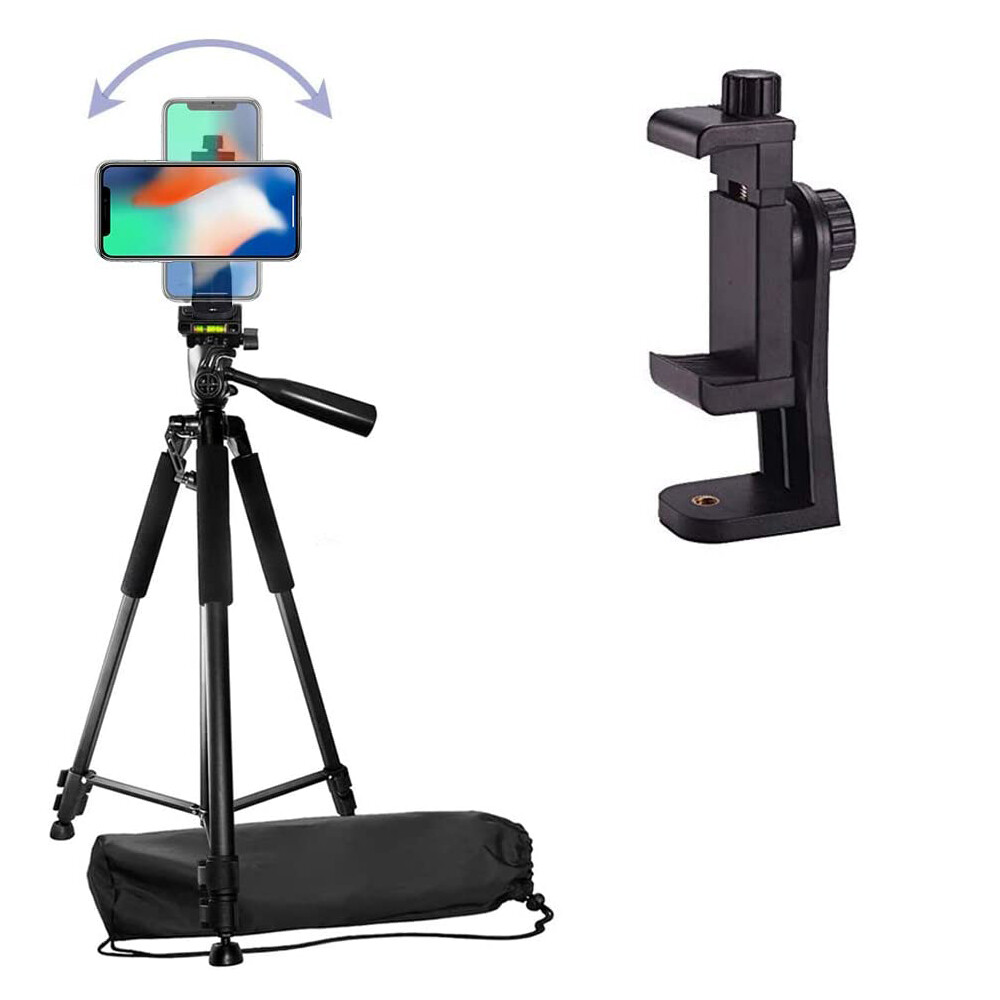 60″ Camera Tripod with Rotating Smartphone Holder for DSLR Cameras For All Phone