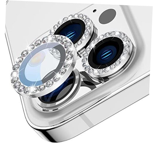 for iPhone 13 Pro/iPhone 13 Pro Max Camera Lens Protector Silver Diamond