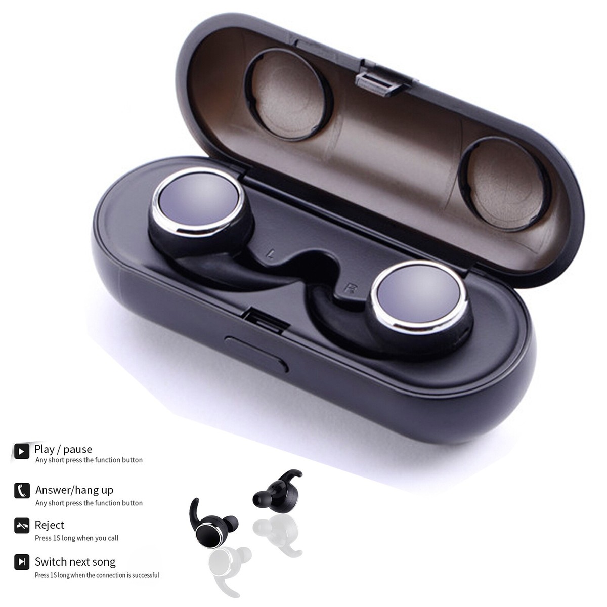 Bluetooth Earphones Headset Twins Earbuds Headphone for iOS Android Cell Phones