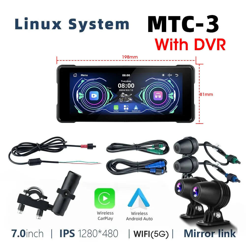 Portable Navigation GPS Wireless Apple Carplay Android BT Touch Screen Display