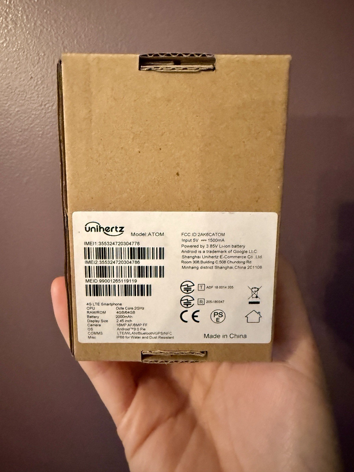 Unihertz Atom Smartphone 4GB RAM 64GB ROM 4G LTE Android Smartphone