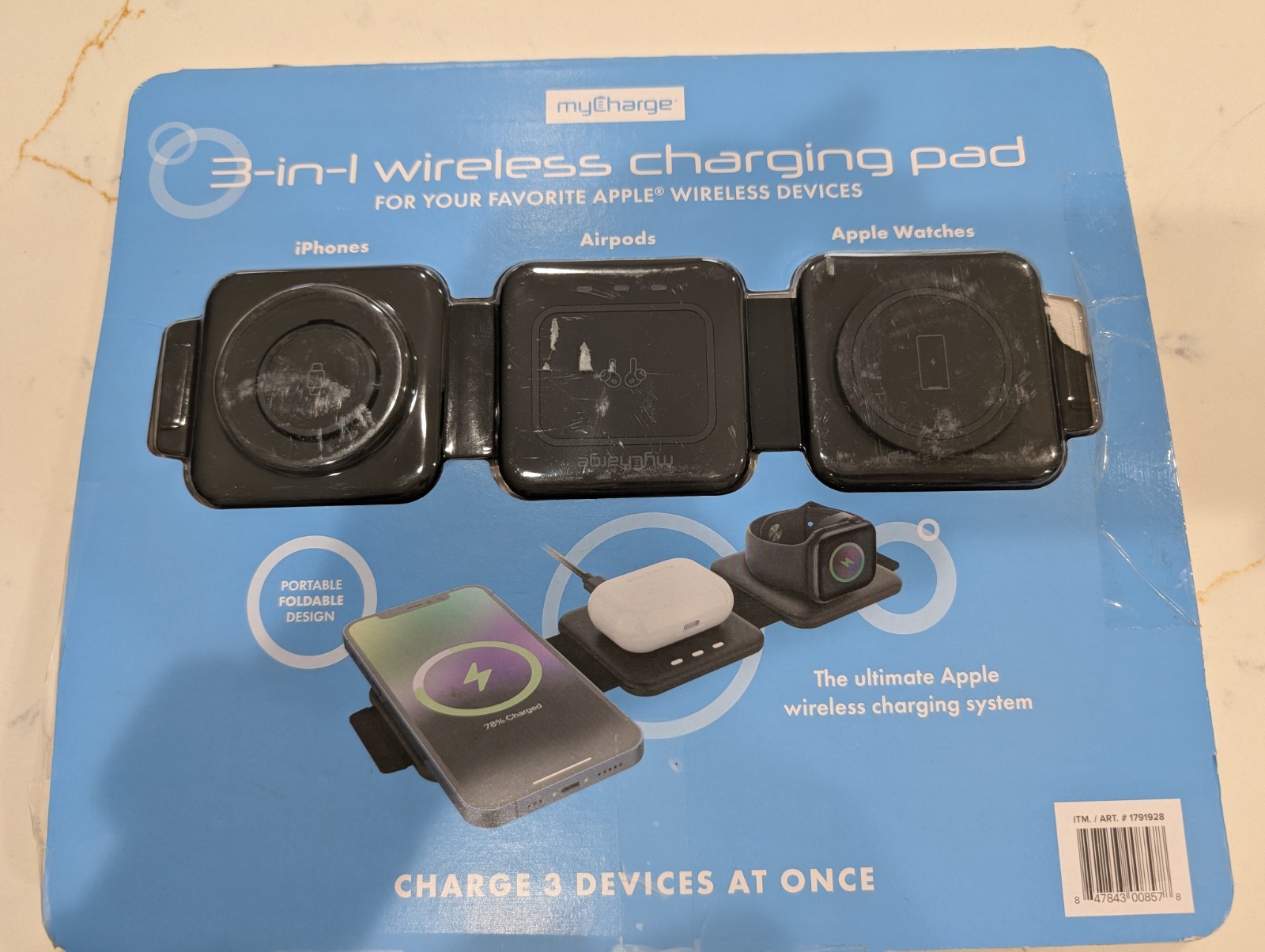 mycharge 3-in-1 wireless charging pad iPhone Charger Apple Watch Charger Airpods