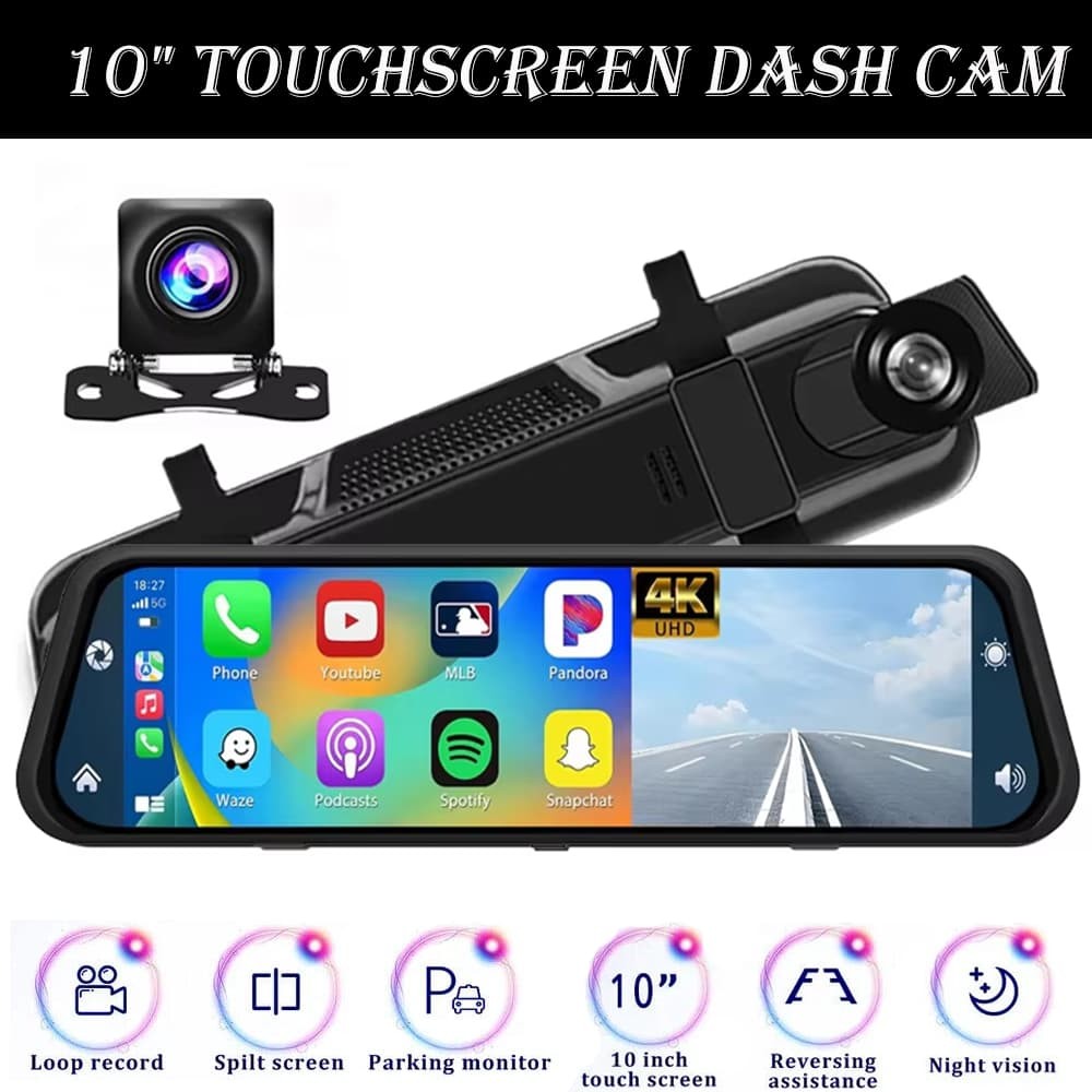 4K UHD Dash Cam Front and Rear Car Dash Camera Night Vision G-Sensor DVR CCTV