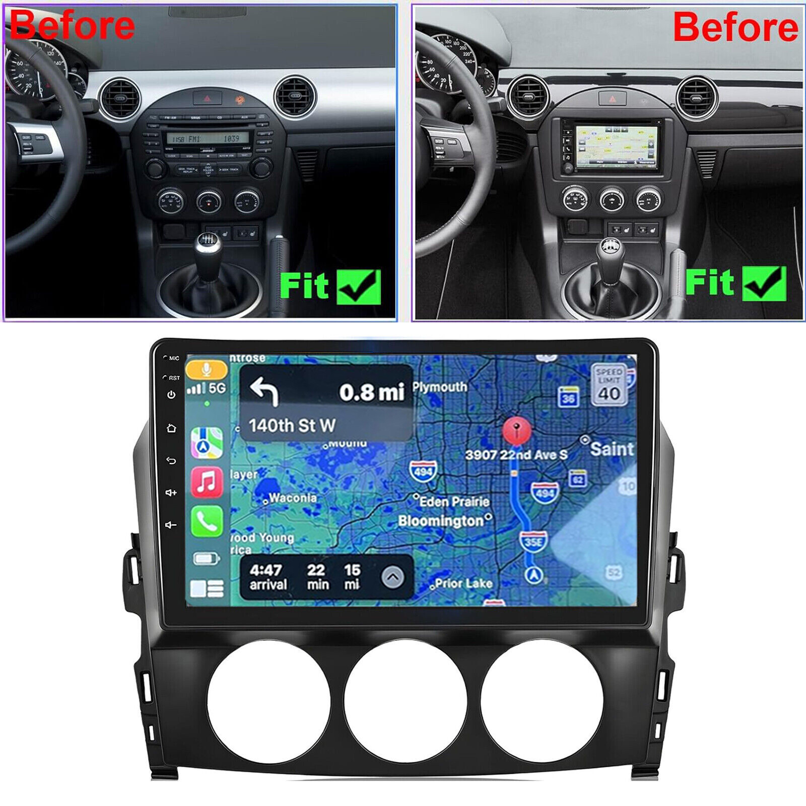 For Mazda Miata MX-5 MX5 Android 13 Car Stereo Radio Carplay GPS Navi FM DSP