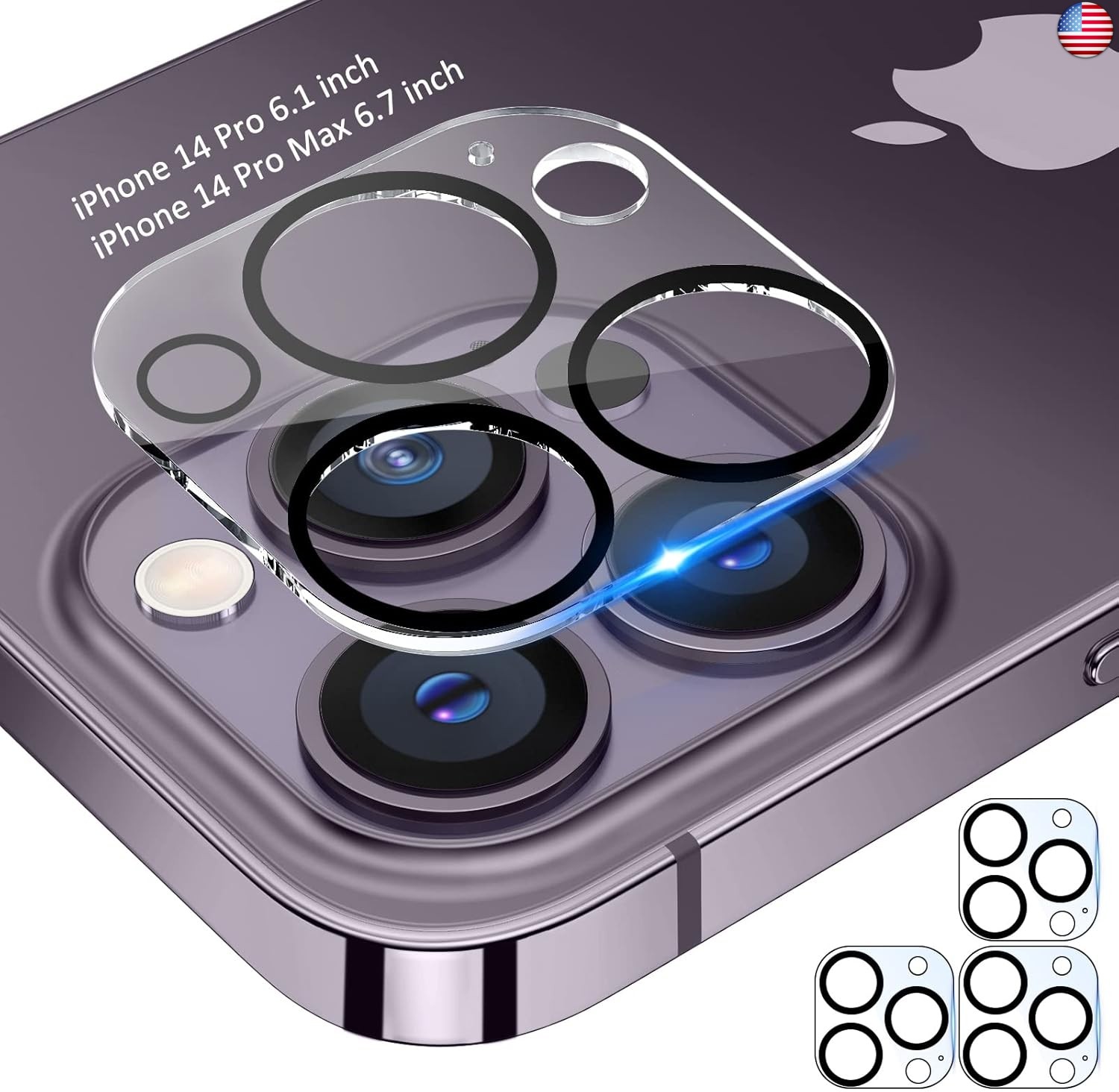 Tensea [3Pcs] iPhone 14 Pro/Pro Max Camera Screen Protector | Tempered Glass |