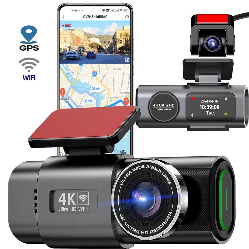 Dash Cam 4K UHD Recording Car Camera Night Vision Built-In Wi-Fi GPS 24H Parking