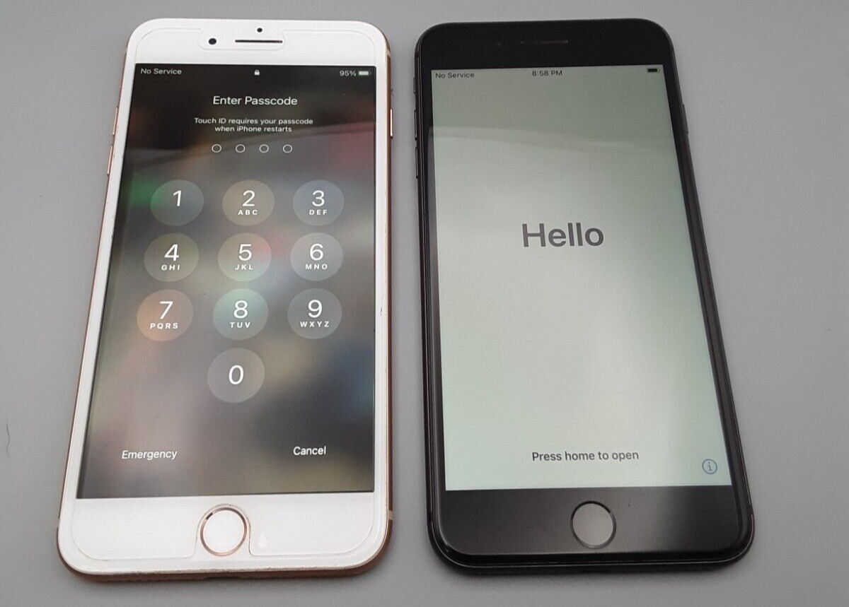 2 Apple iPhone 8 one Unlocked one 4 digit passcode