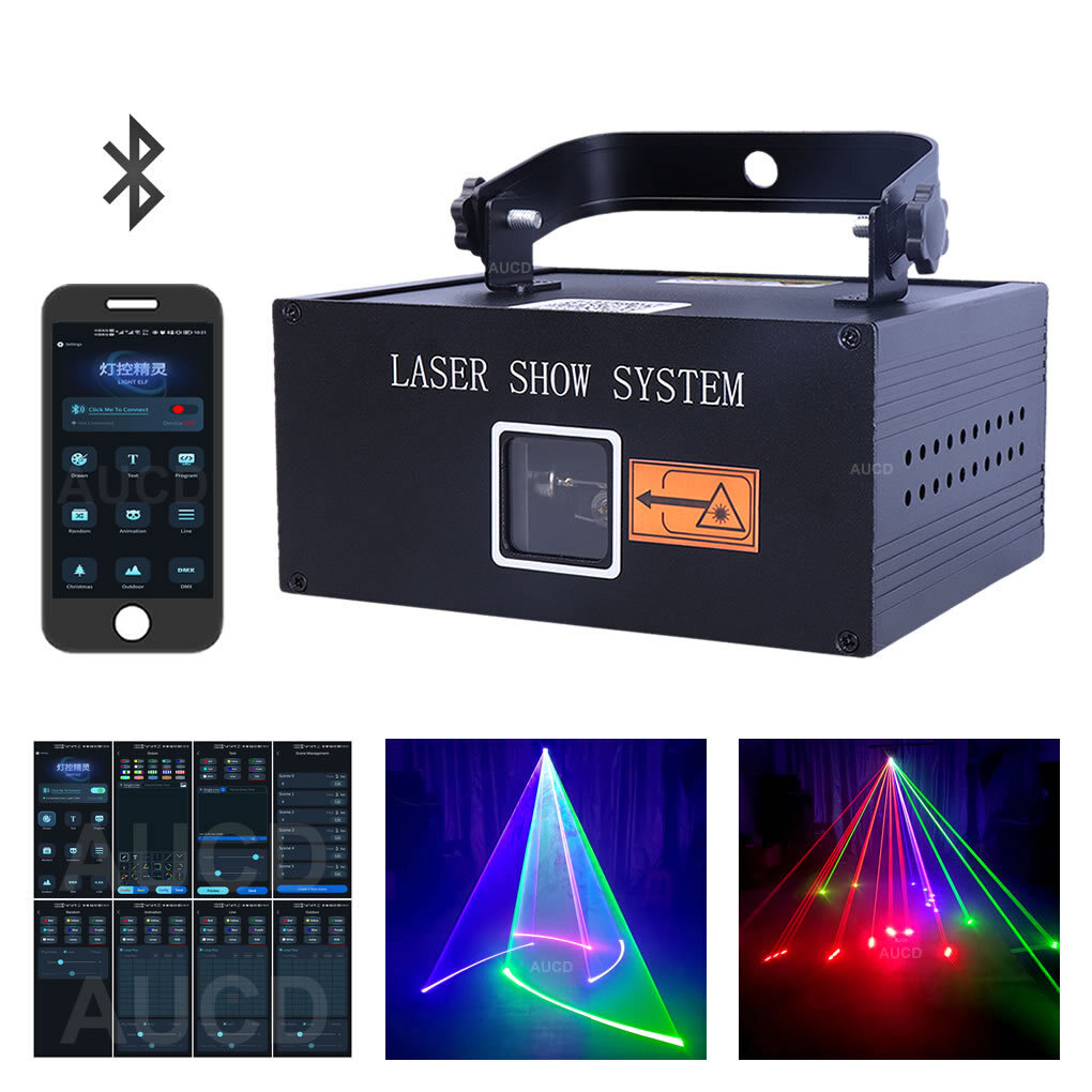 iOS Android App 5W RGB Laser Projector Lights Beam Disco DMX Show Stage Lighting