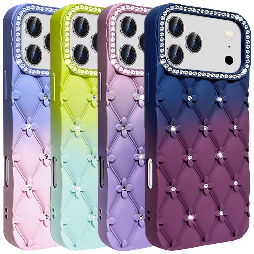 For iPhone 17 Pro Max/17 Air Phone Case Floral Joy Glitter Leather Feel Cover