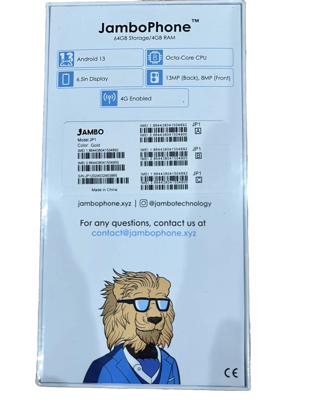 Android 13 – Brand New Jambo Phone – Gold –