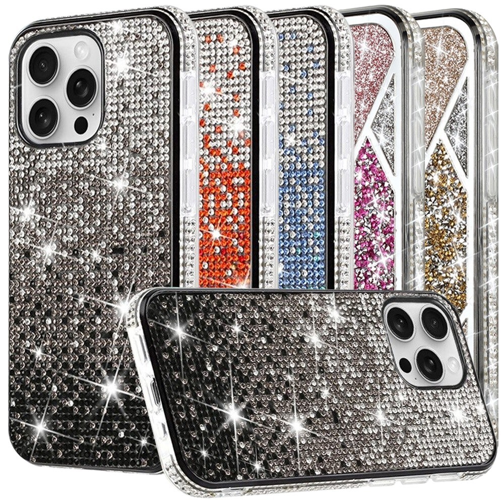 For iPhone 16 Pro Max Plus Phone Case Glitter Diamond Bumper Bling Hybrid Cover