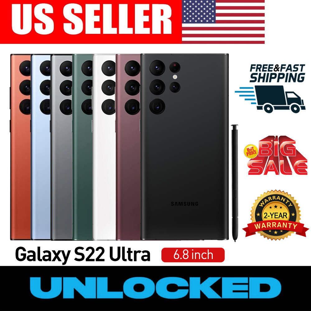 New Samsung Galaxy S22 Ultra 5G SM-S908U FACTORY UNLOCKED & FREE SHIP ALL MEMORY