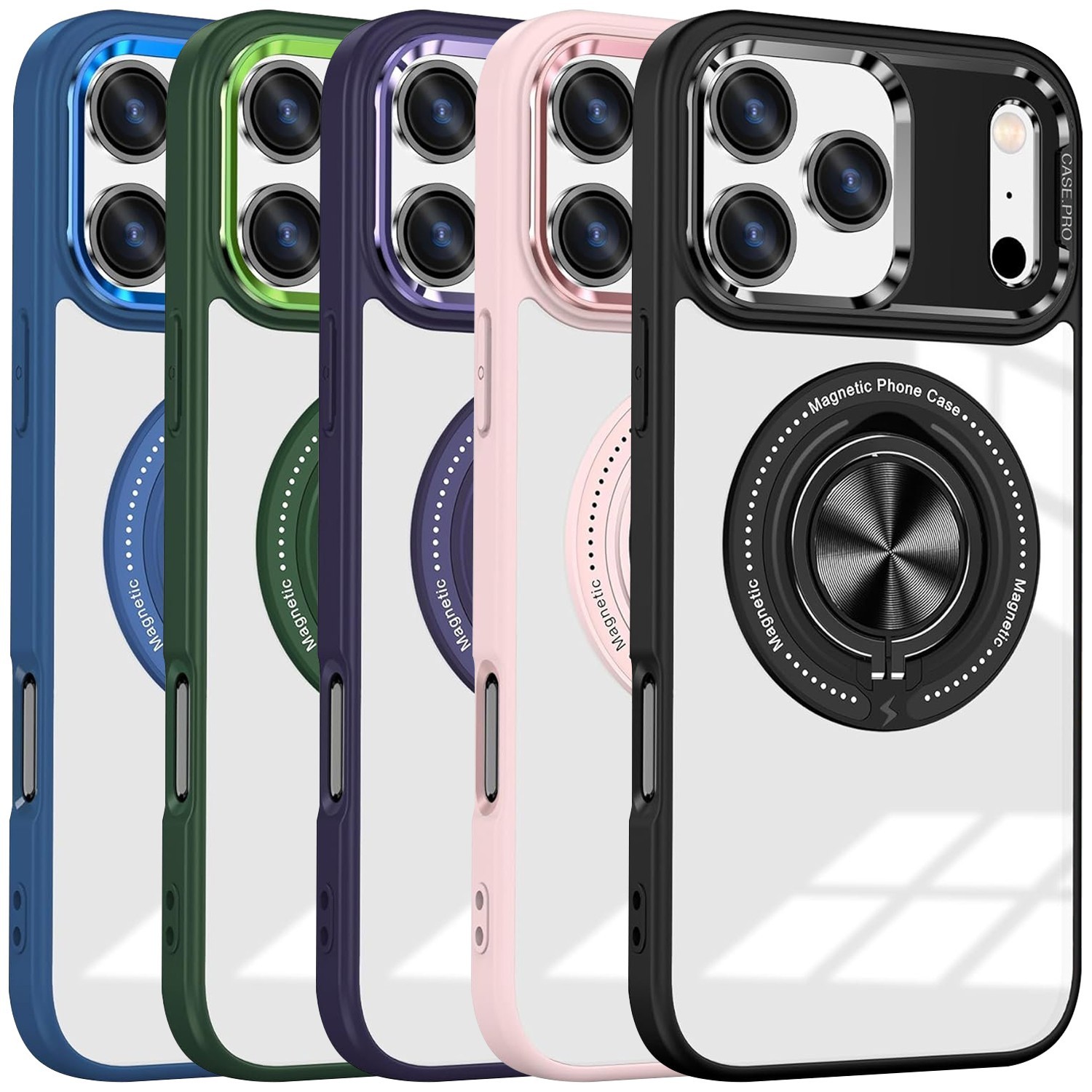 For iPhone 17 Pro Max/17 Air Case Tough Shield Crystal Cover MagSafe Ring Holder