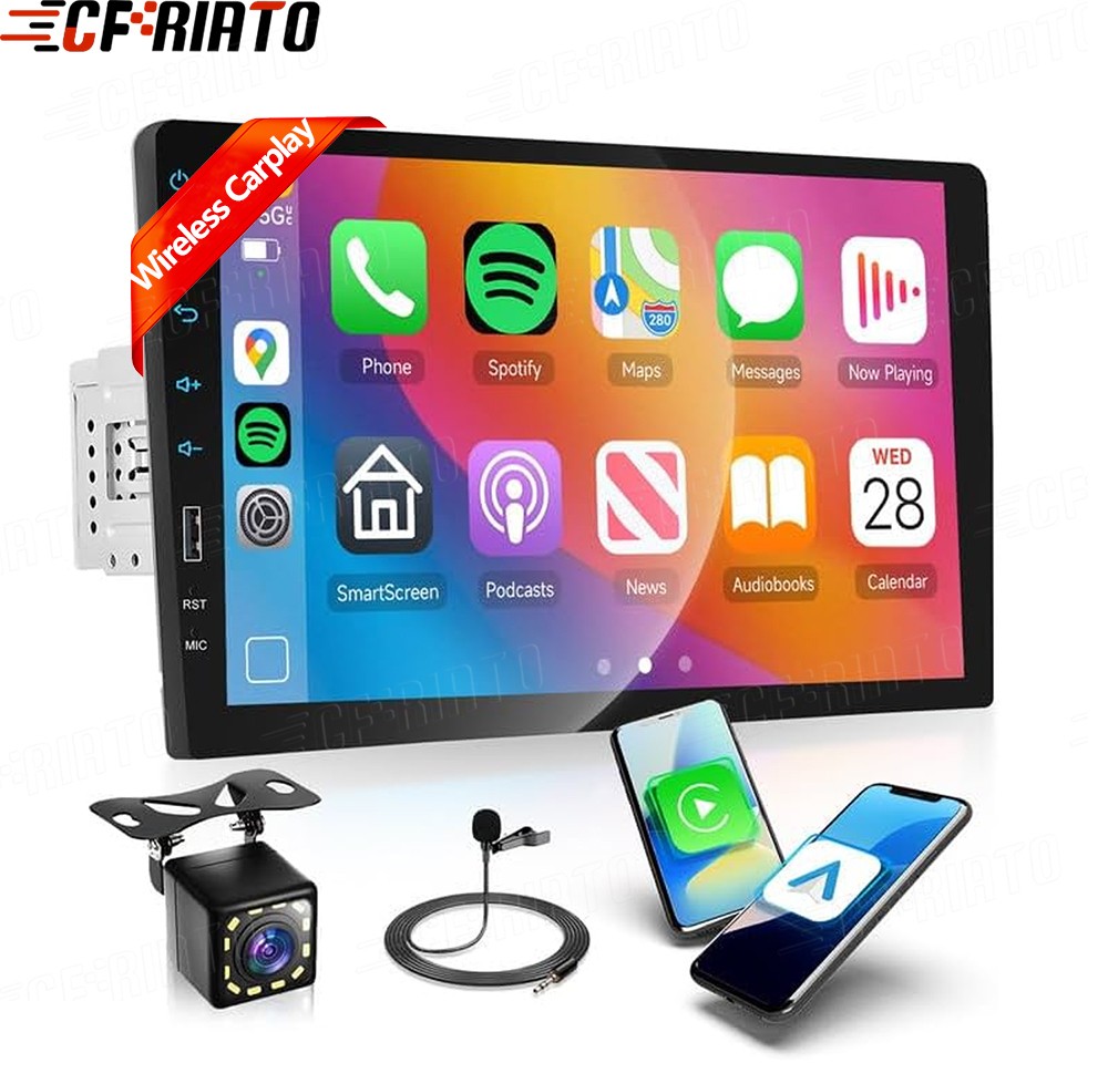 9″ Single 1DIN Wireless Apple CarPlay Android Auto Car Stereo Touch Screen Radio