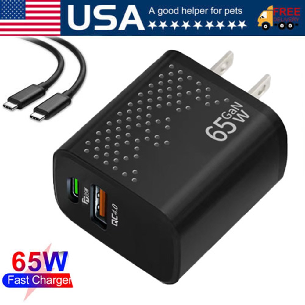 65W Super Fast Wall Charger Adapter & USB-C Cable for Samsung Galaxy S21/22/23