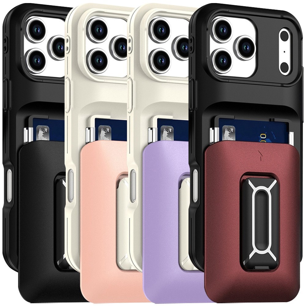 For iPhone 17 Pro Max/17 Air Case with Card Slot Kickstand Wrist Strap Cover