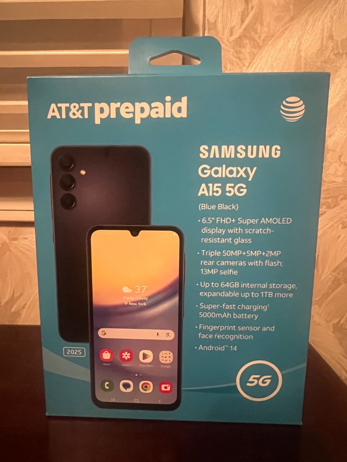 Samsung Galaxy A15 5G 64GB, Blue Black – At&t Prepaid Smartphone – Brand New