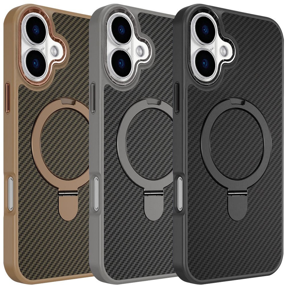 For iPhone 17 Pro Max/17 Air Case Carbon Fibre Pattern Magnetic Ring Stand Cover