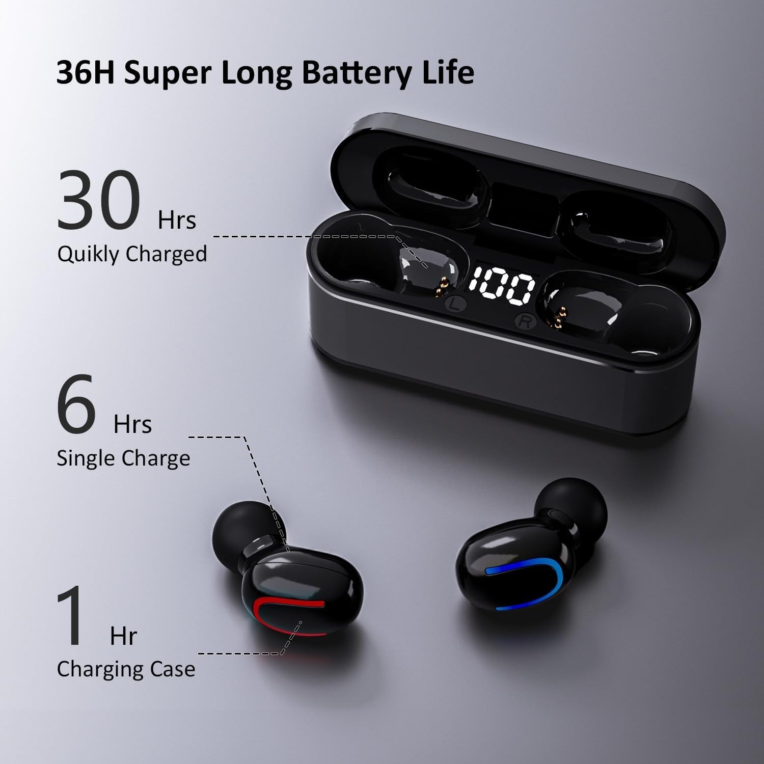 Wireless Earbuds,Bluetooth Headset for Android,iOS,Ear Buds with HiFi Stereo