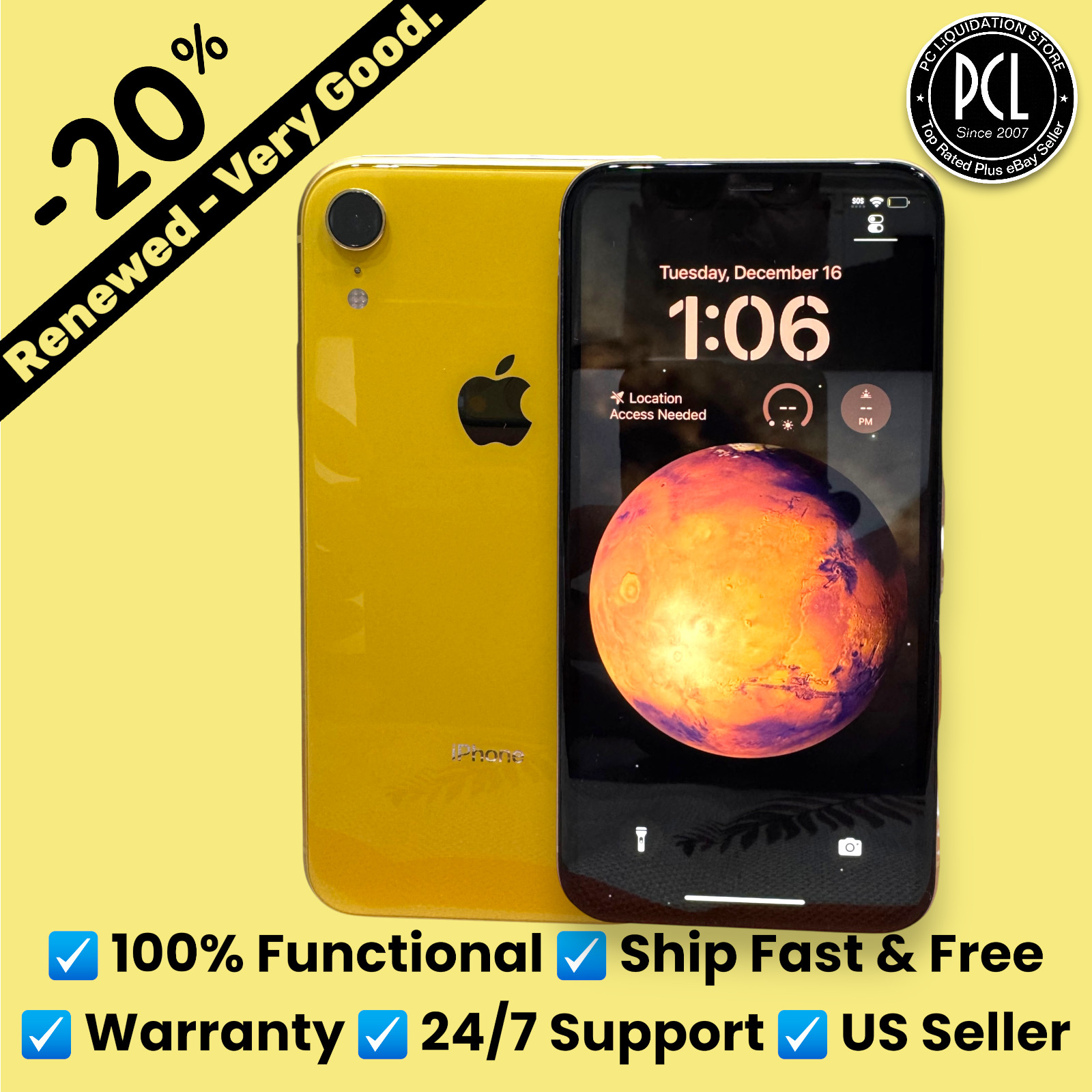 ✅ Apple iPhone XR 128GB Yellow [Good] [Unlocked, AT&T, T-Mobile, Verizon] ✅
