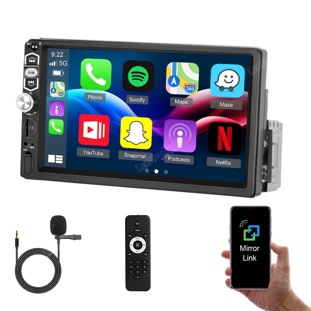 7″ Single 1 Din Touch Screen Car Stereo Radio Android Auto Apple Carplay BT FM