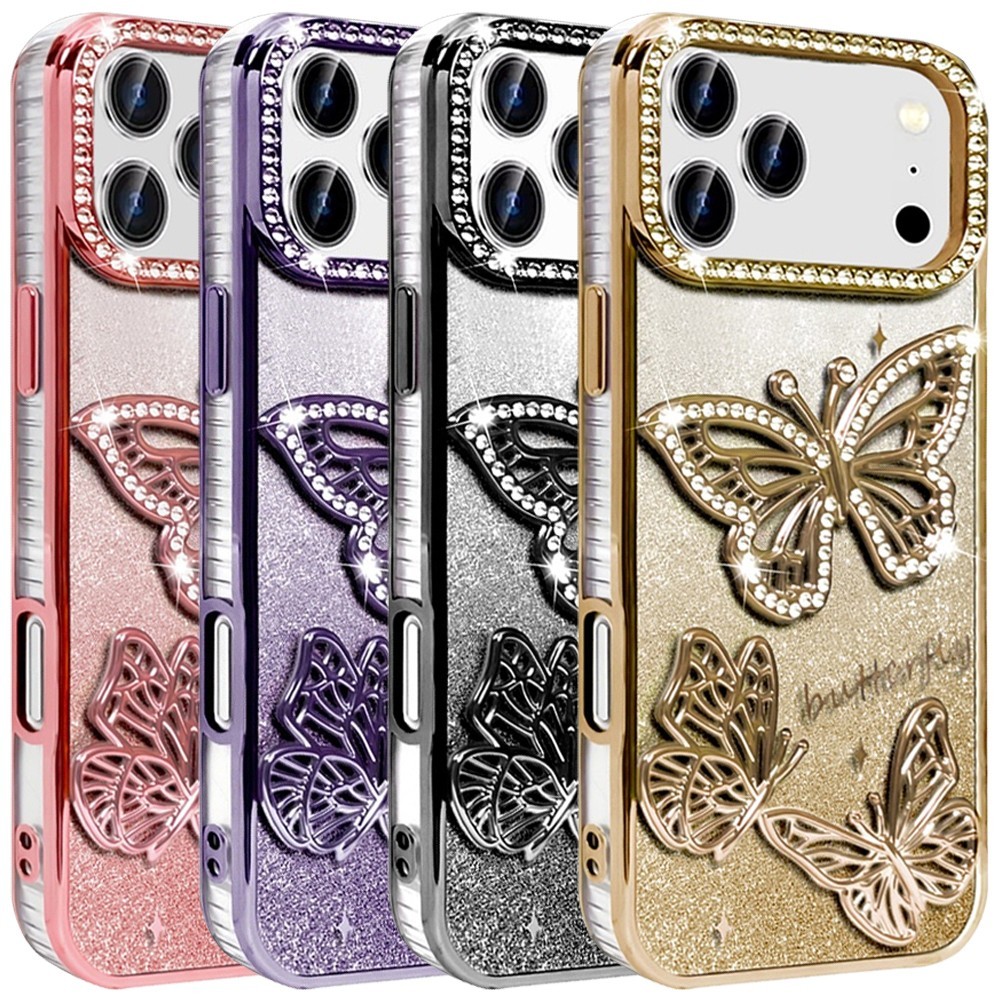 For iPhone 17 Pro Max/17 Air Case Electroplated Glitter Butterfly Design Cover