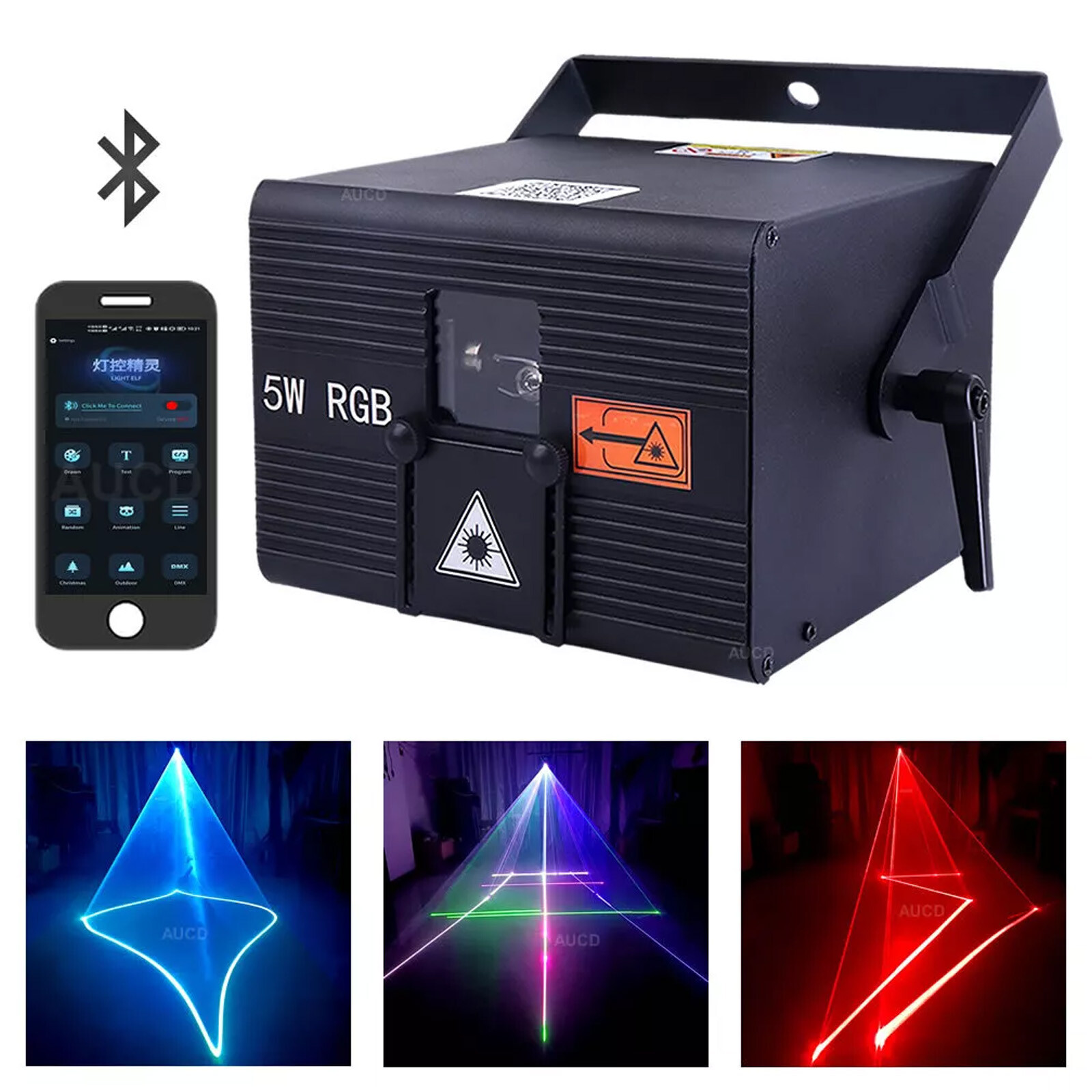 IOS Android App Edit Remote 5W RGB iLDA DMX DJ Show Stage Projector Laser Lights