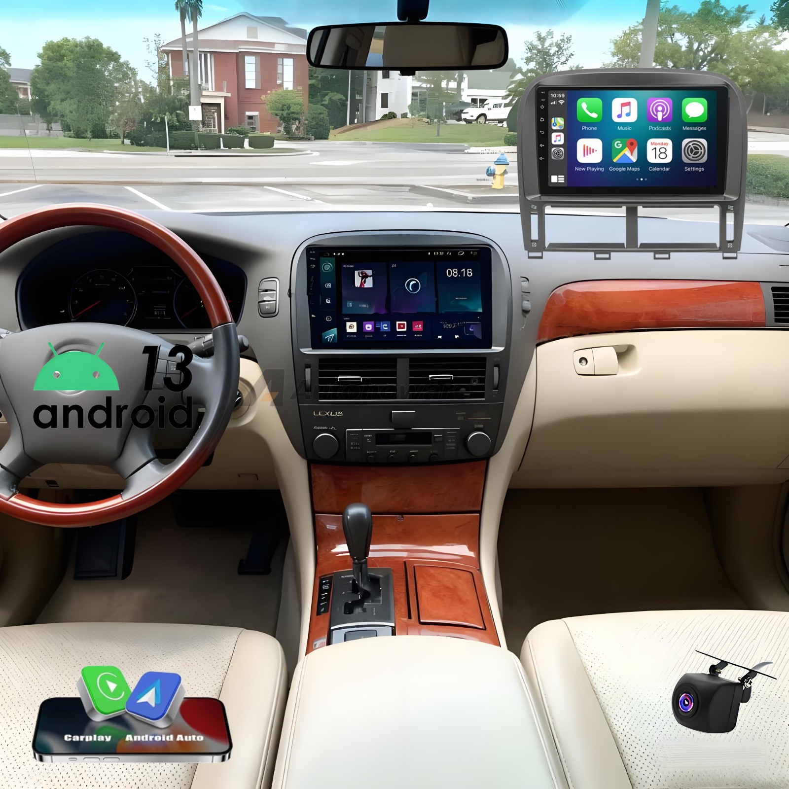 9″ For Lexus LS430 2001-2006 CarPlay Android 13 Car Stereo Radio GPS Navi 2+32GB