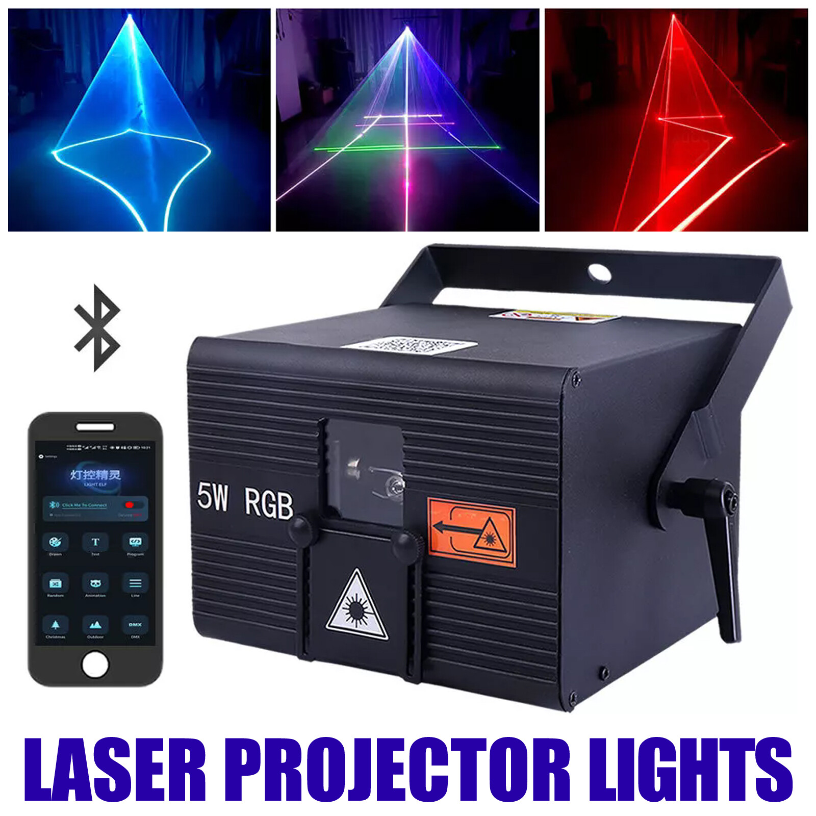 5W RGB iLDA DMX DJ Show Stage Projector Laser Lights  App Edit Remote