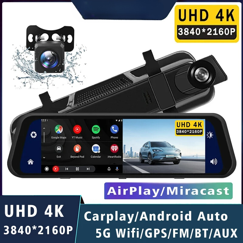 New Car Dvr Carplay Android Auto Dash Cam Stream RearView Mirror Dashcam Cameras
