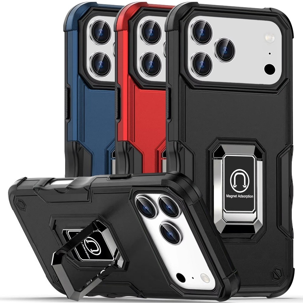 For iPhone 17 Pro Max/17 Pro Phone Case Defender Metal Ring Magnetic Stand Cover