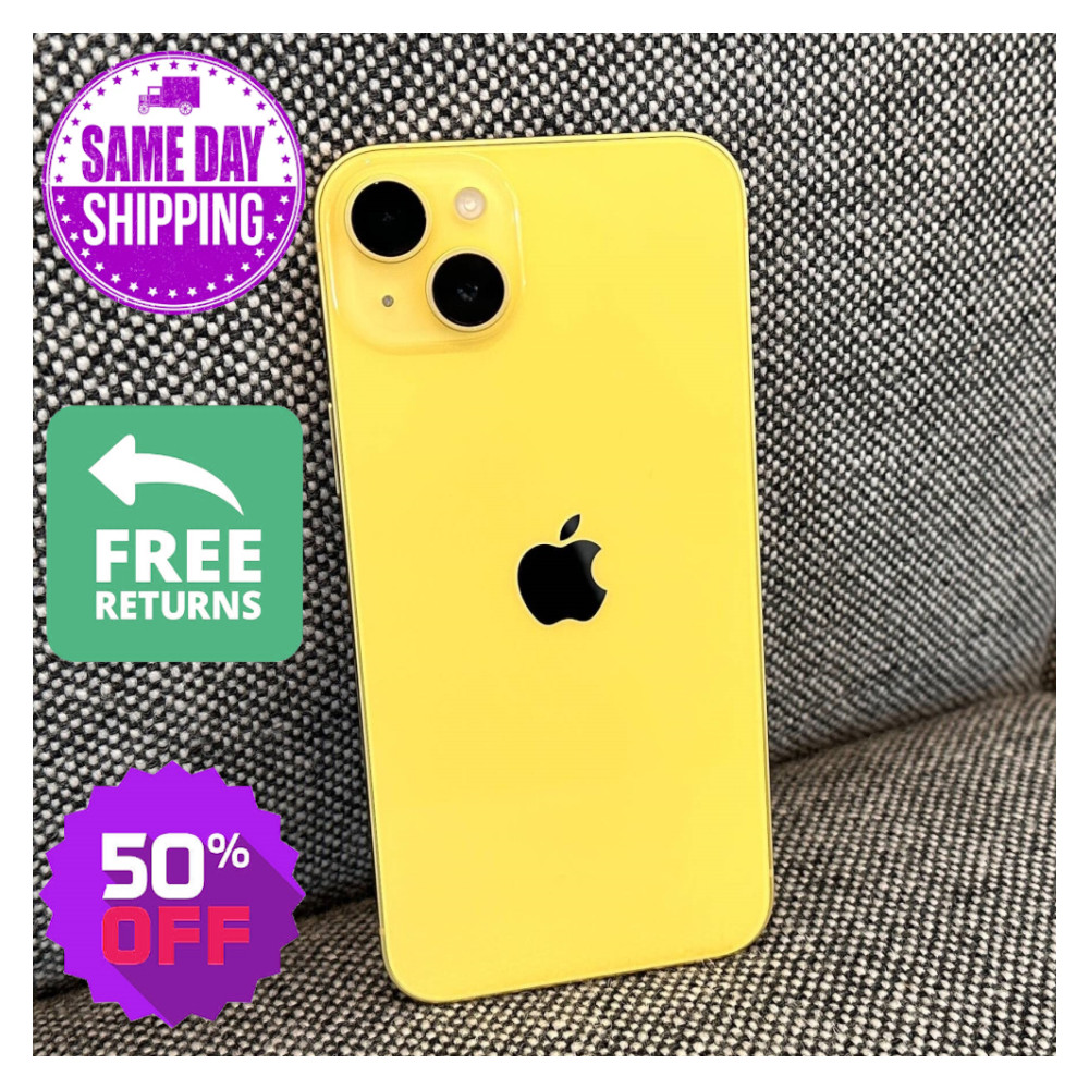 Apple iPhone 14 Unlocked -128GB 512GB- GOOD Yellow/Midnight/Starlight