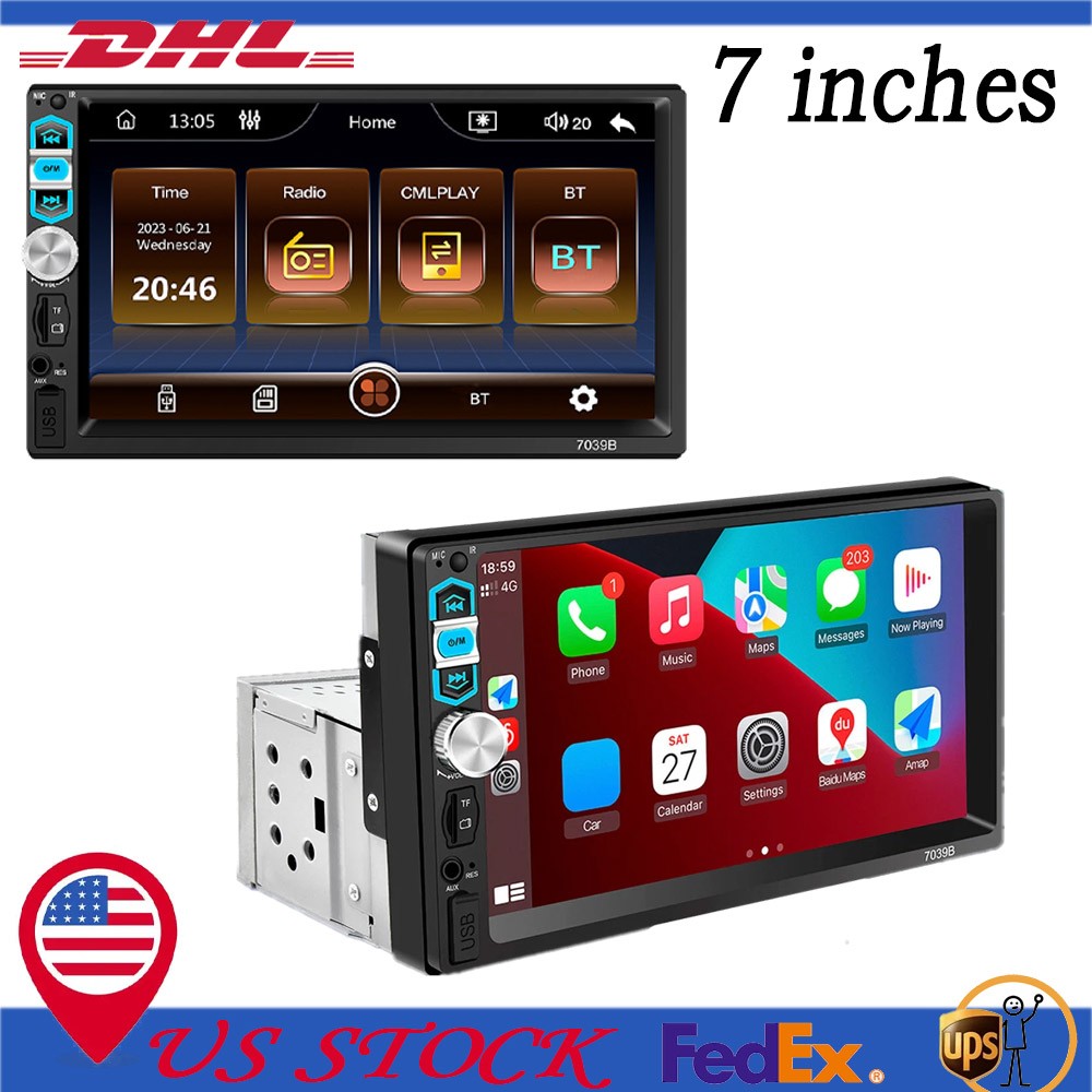 For Apple Carplay Android Auto FM Player Touch Screen Car Stereo Radio Bluetooth