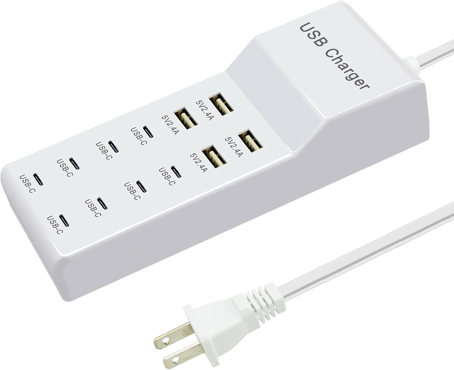 USB Charger, 12-Port Charging Station (4 USB-A Ports and 8 USB-C Ports) Compatib